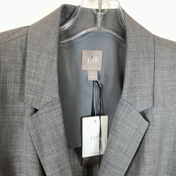 NWT Womens Petite Size 6 6P J. Jill Gray Pure Wool Two-Button Blazer Jacket - Picture 2 of 3